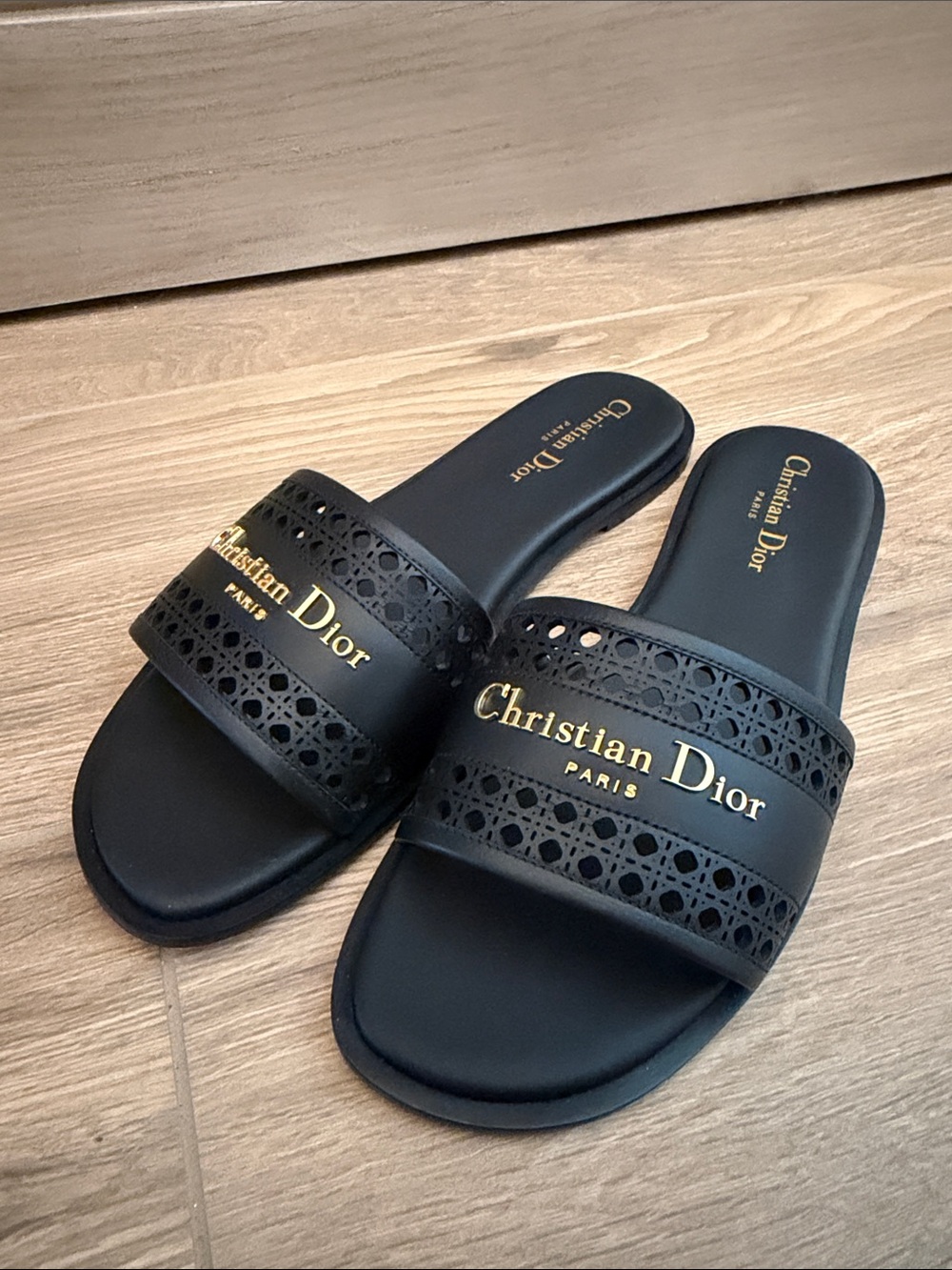 Dior Black Slide Sandals leather EU39